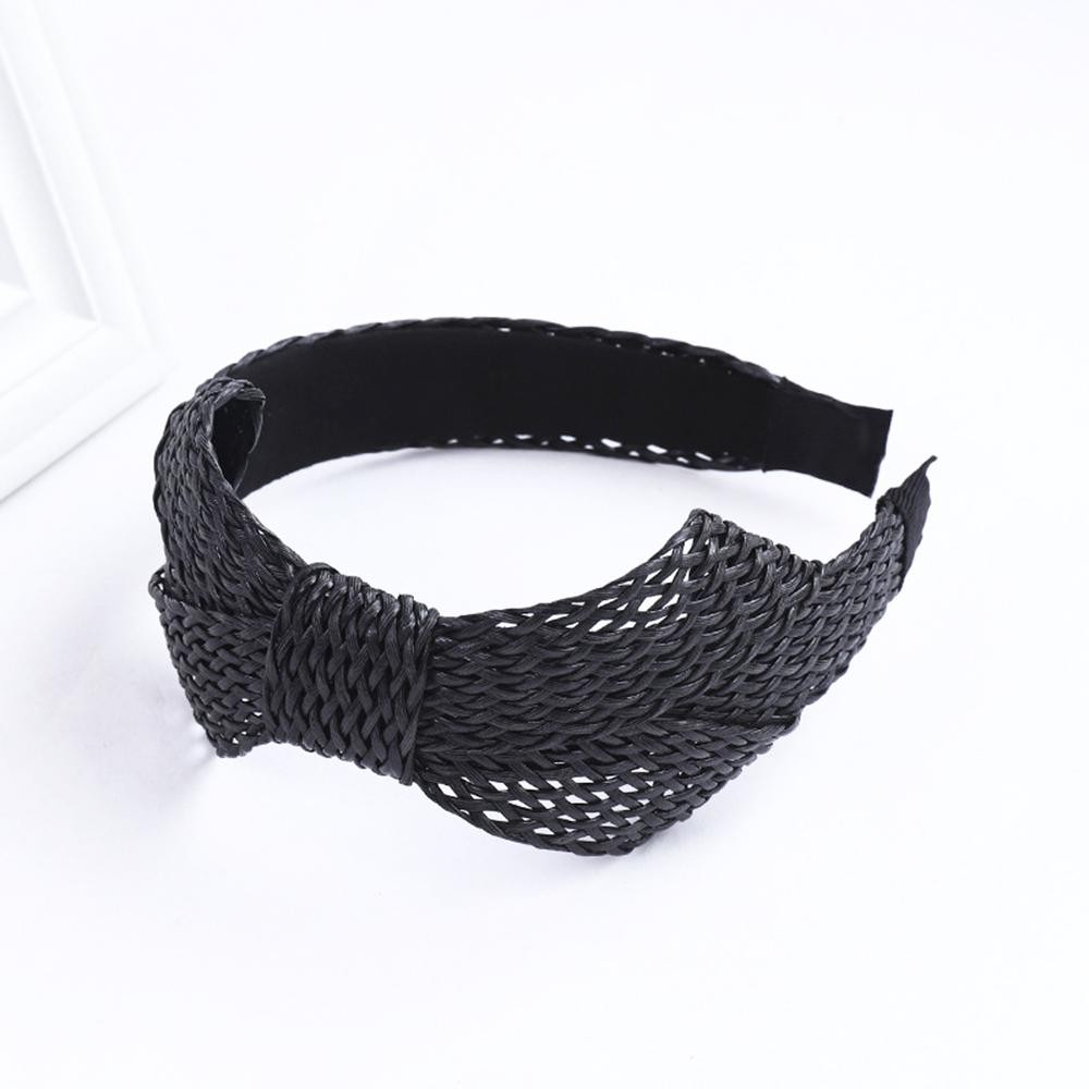 Lattice Straw Headband With Bow Detail - One Size Fits Most view 2