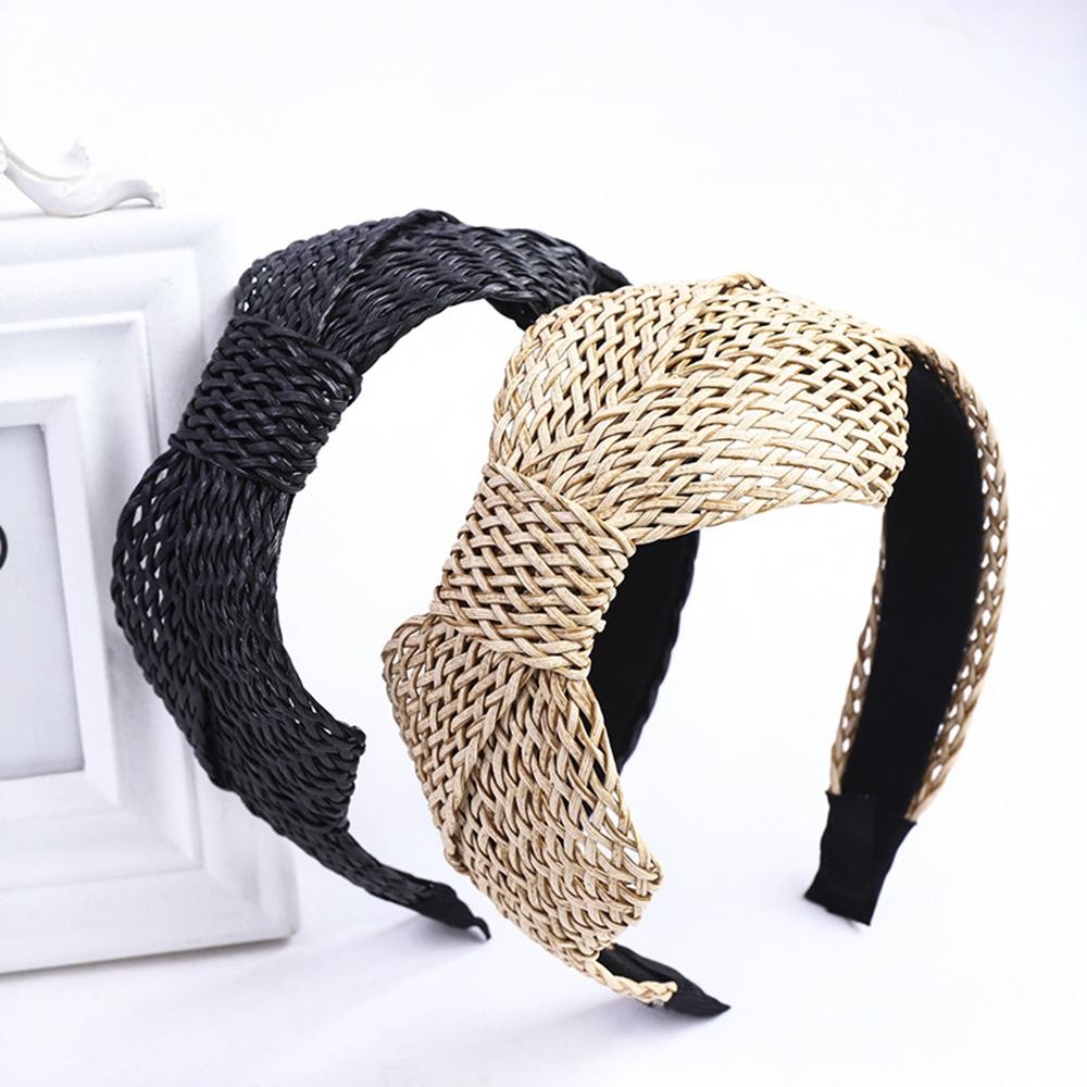 Lattice Straw Headband With Bow Detail - One Size Fits Most view 4
