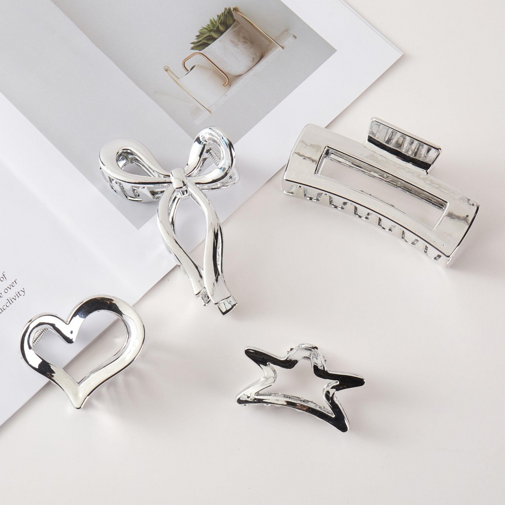 Metallic Theme Hair Accessory Box Box Includes: - 4 Claw Hair Clips - 1 Large Scrunchy view 6