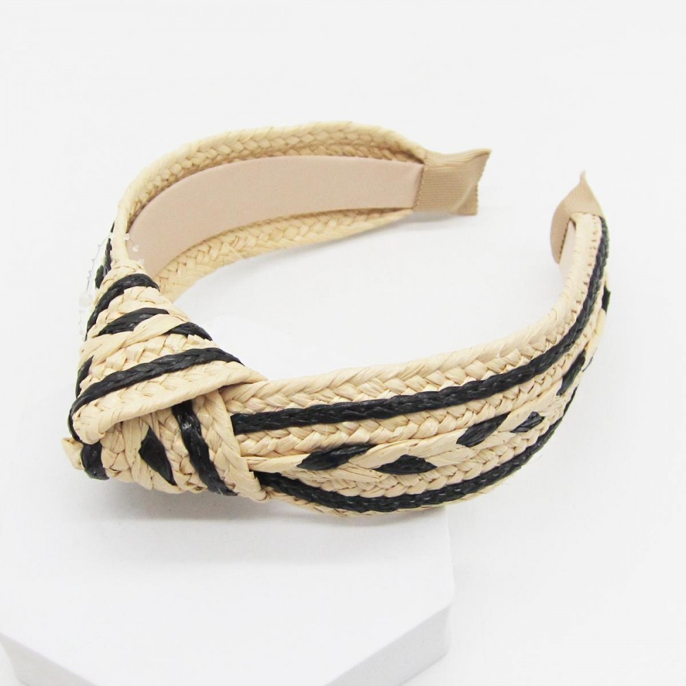 Woven Two Tone Knotted Headband - One Size Fits Most view 2