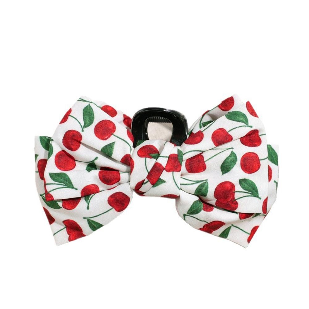 Cherries Print Bow Claw Hair Clip - Approximately 6" L view 2