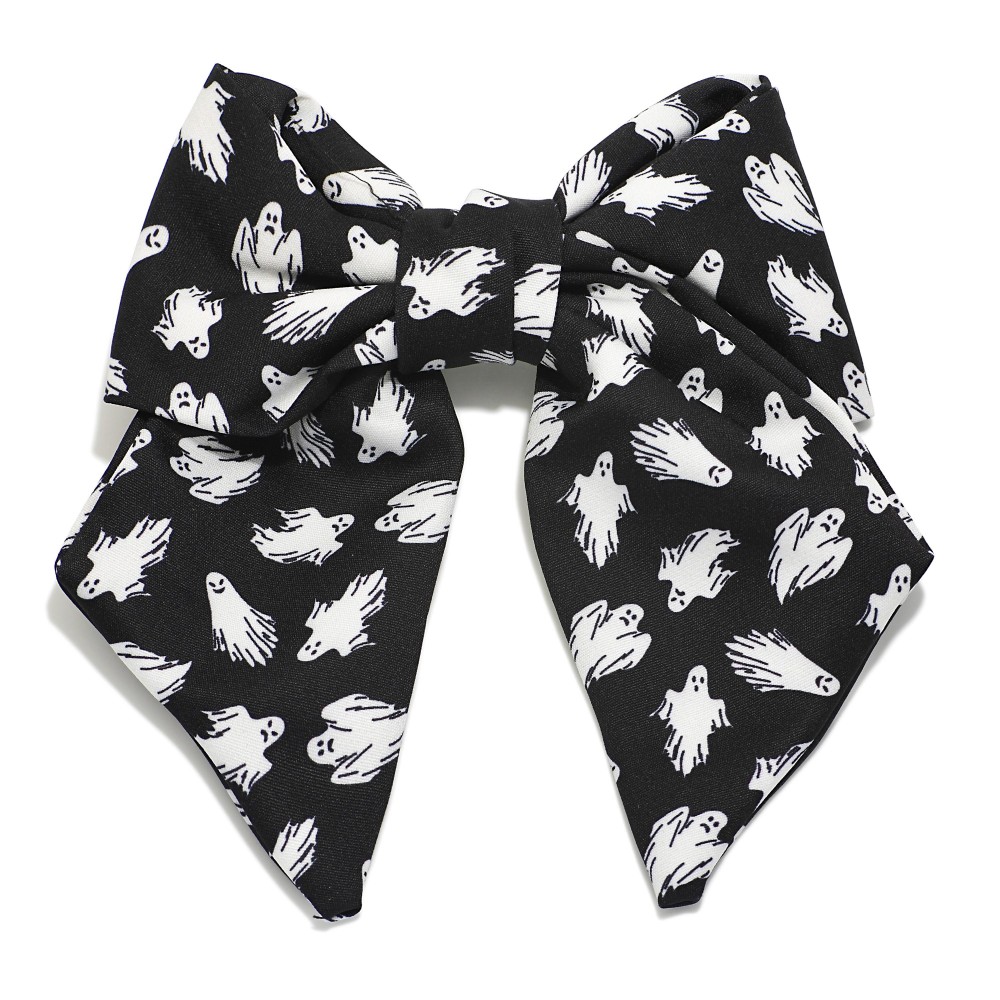 Ghost Print Clip In Hair Bow - Approximately 8" L view 2