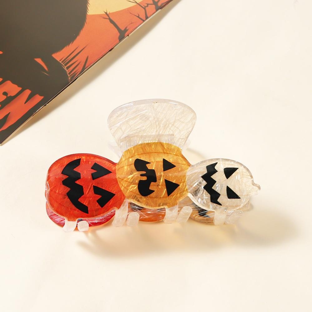 Glitter Acetate Jack-O-Lanterns Claw Hair Clip - Approximately 3.25" L view 2