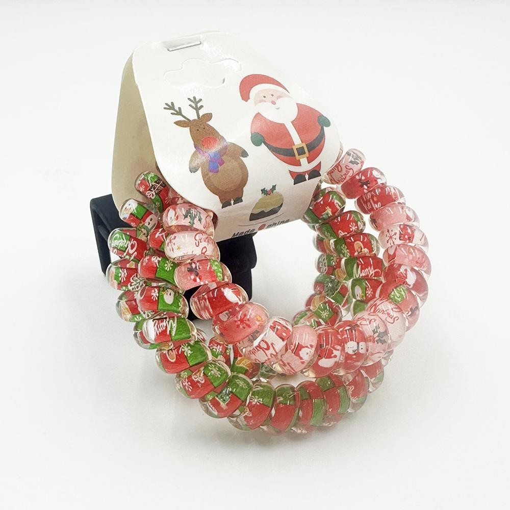 Set Of Three Christmas Spiral Hair Ties - Approximately 1.5" D view 2