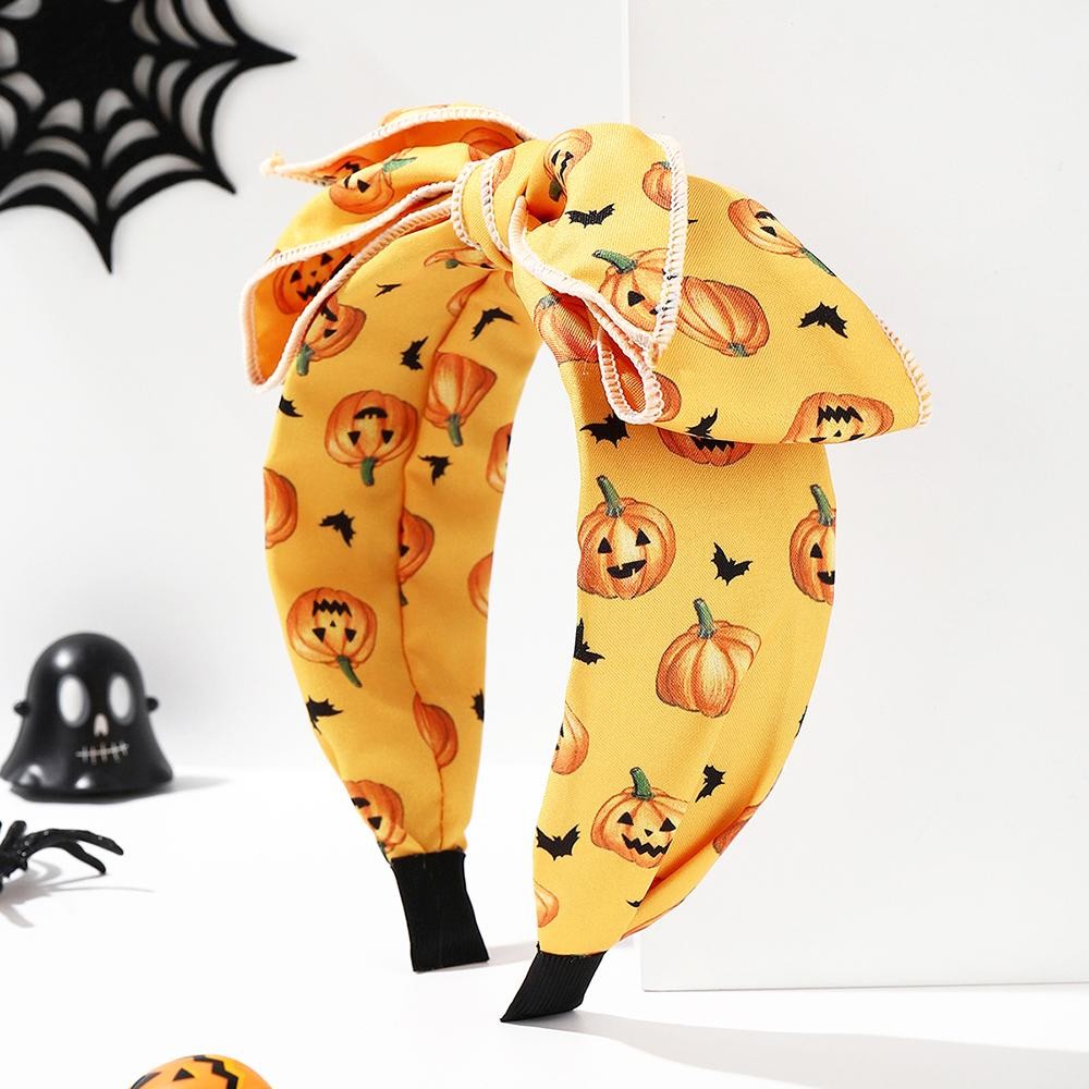 Jack-O-Lantern & Bat Bow Headband - One Size Fits Most view 2