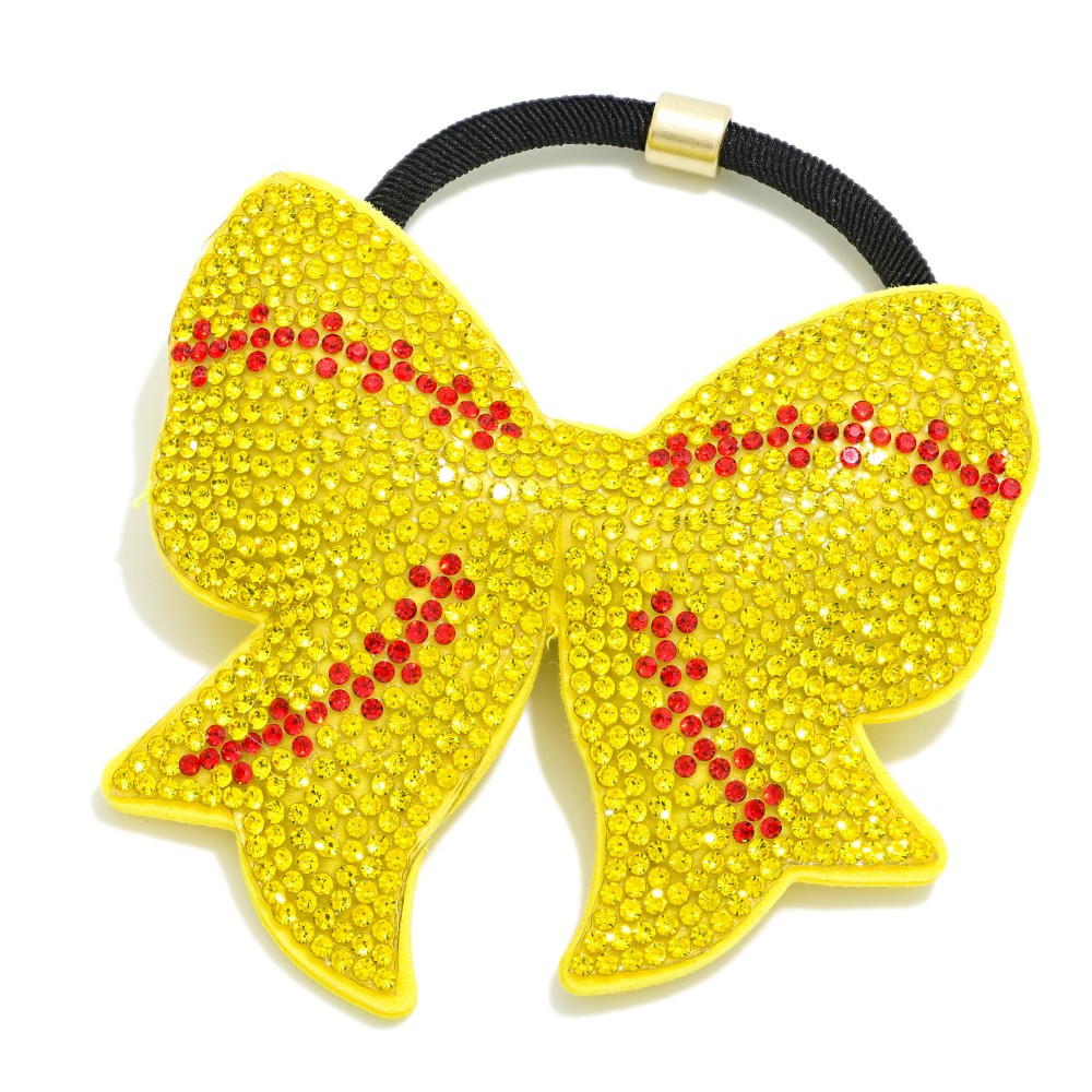 Puffy Rhinestone Sports Ball Hair Tie - Approximately 3" L view 2