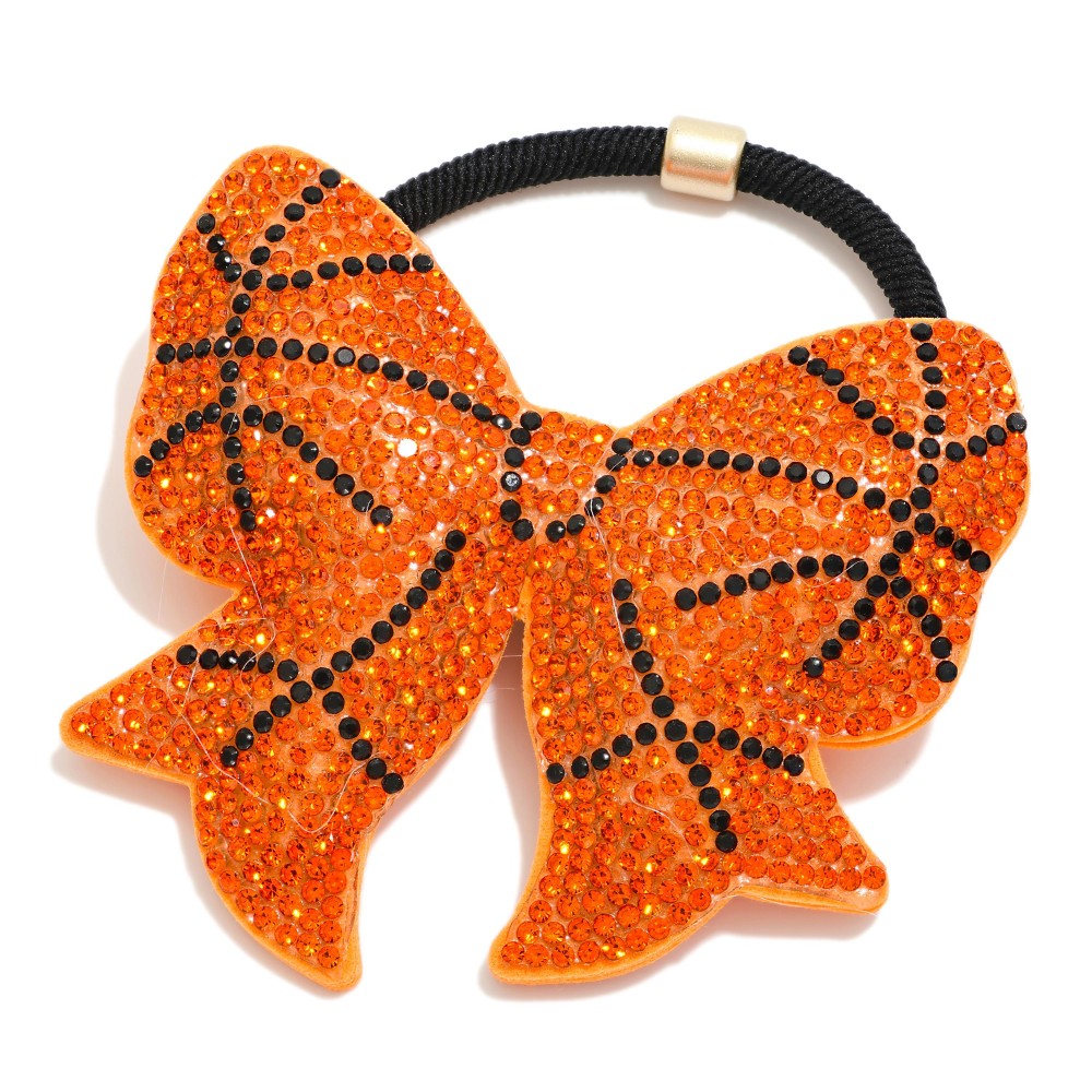 Puffy Rhinestone Sports Ball Hair Tie - Approximately 3" L view 2
