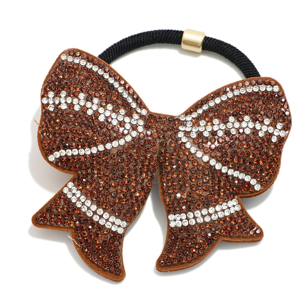 Puffy Rhinestone Sports Ball Hair Tie - Approximately 3" L view 2