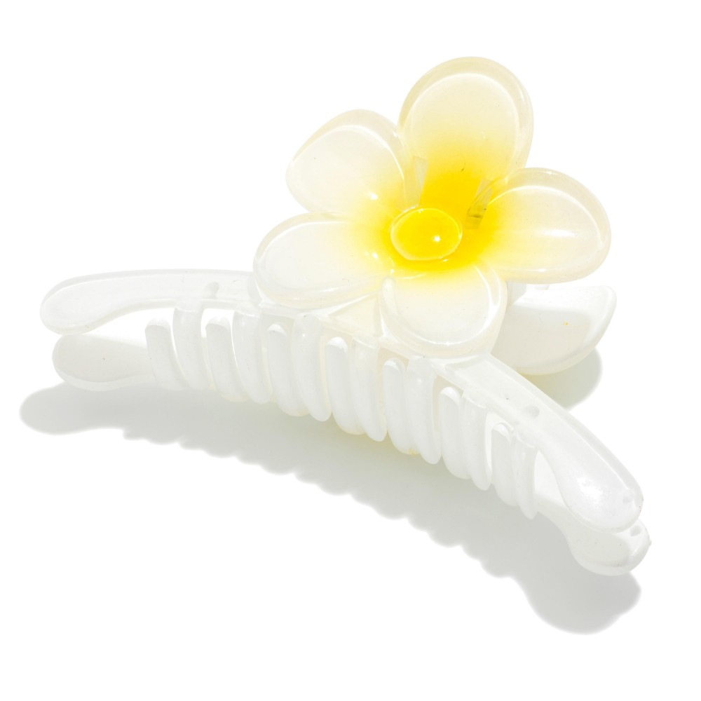 Two Tone Flower Claw Hair Clip - Approximately 4" L view 2