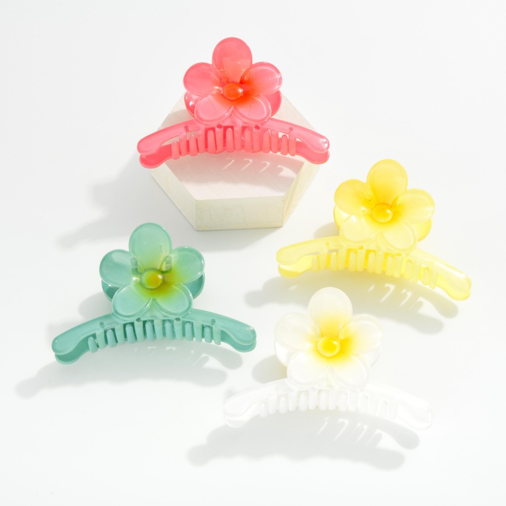 Two Tone Flower Claw Hair Clip - Approximately 4" L view 4