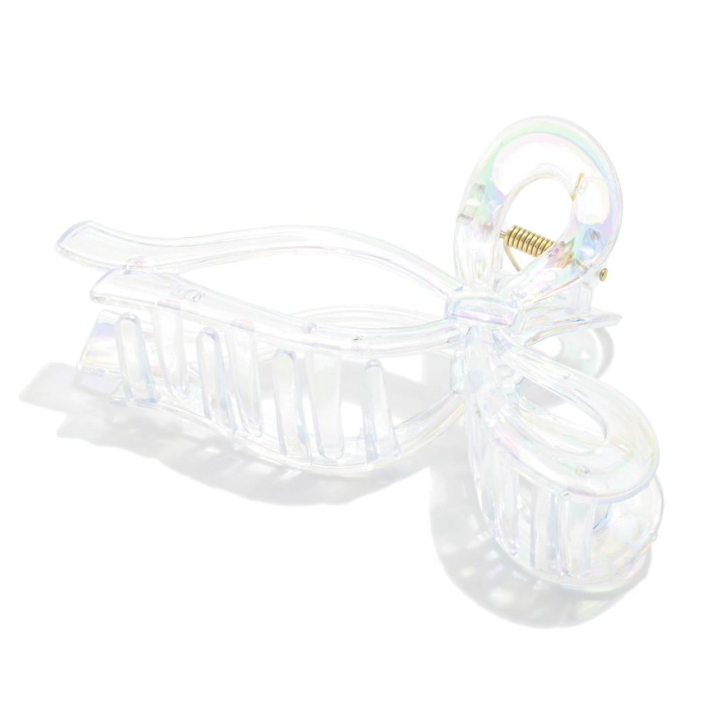 Pearlescent Acetate Bow Claw Hair Clip - Approximately 5" L view 2