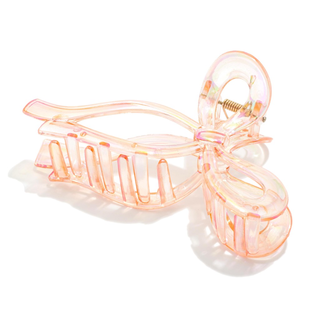 Pearlescent Acetate Bow Claw Hair Clip - Approximately 5" L view 2