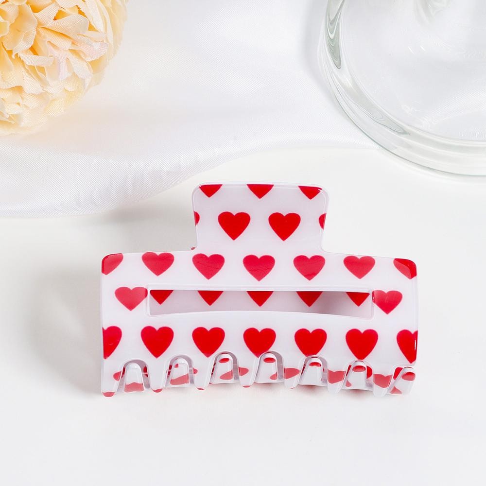 Hearts Printed Acetate Claw Hair Clip - Approximately 3.25" L view 2