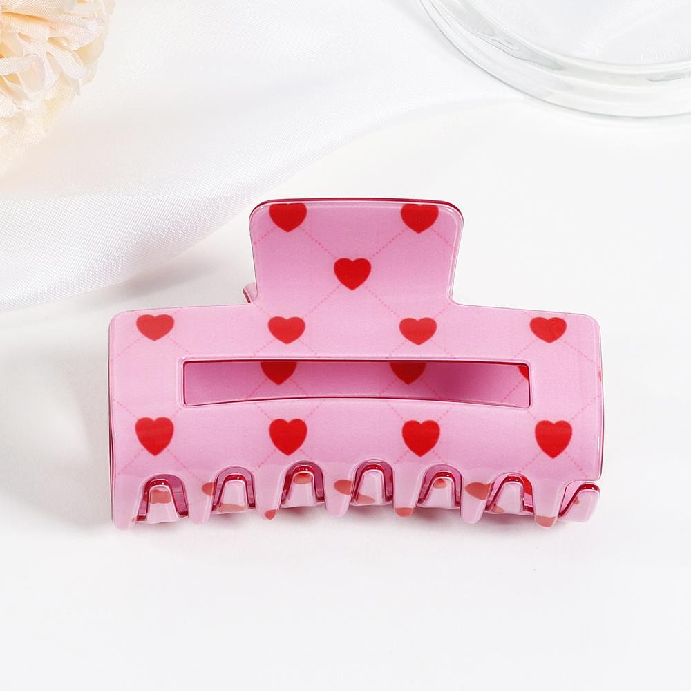 Hearts Printed Acetate Claw Hair Clip - Approximately 3.25" L view 2