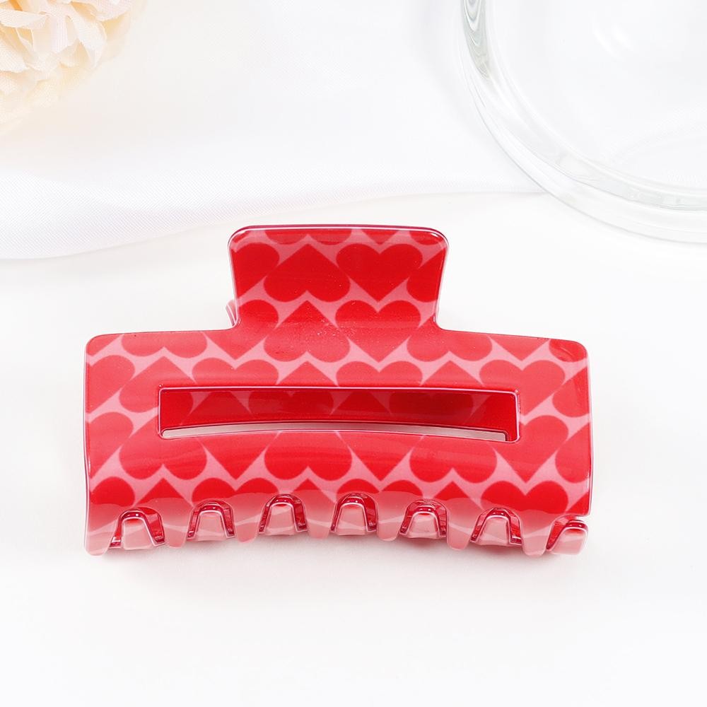 Hearts Printed Acetate Claw Hair Clip - Approximately 3.25" L view 2