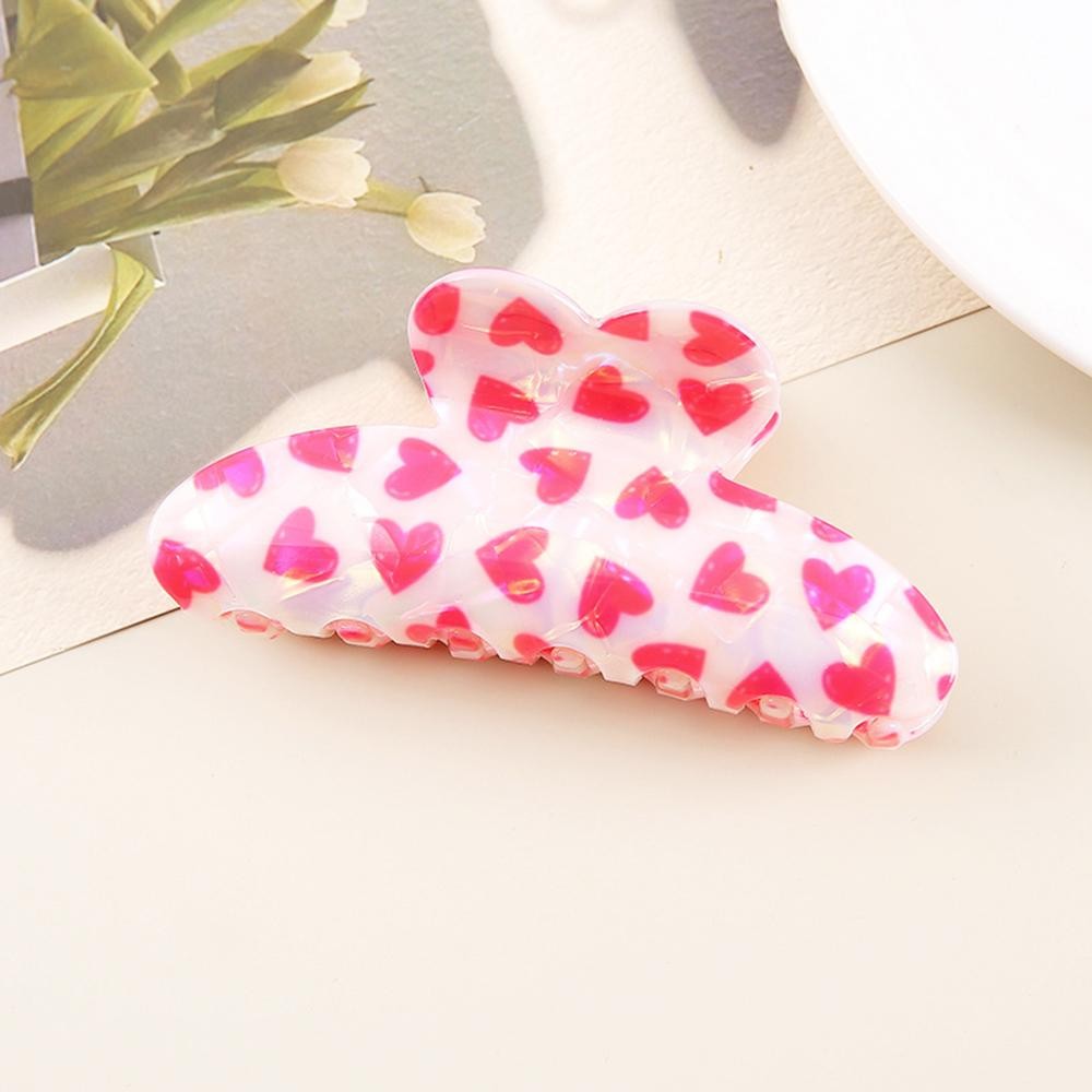 Marbled Acetate Hearts Printed Claw Hair Clip - Approximately 4" L view 2
