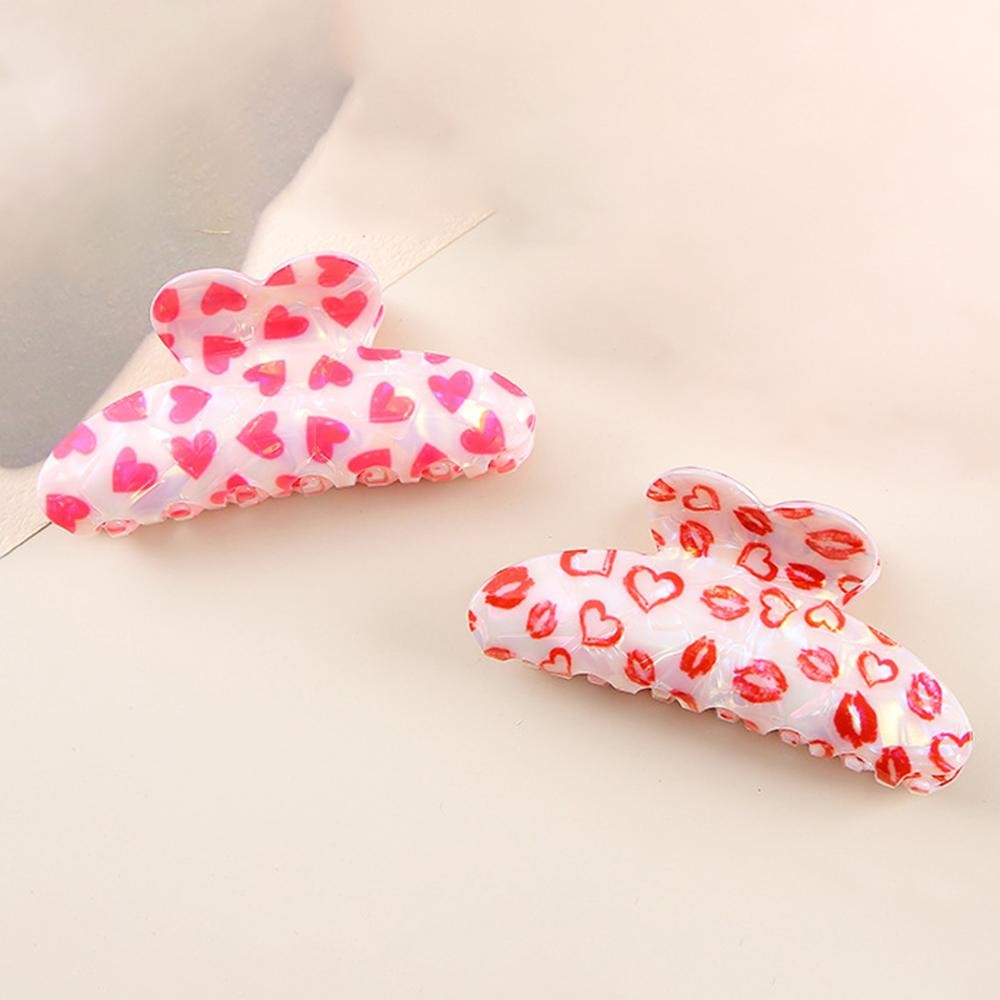 Marbled Acetate Hearts Printed Claw Hair Clip - Approximately 4" L view 4