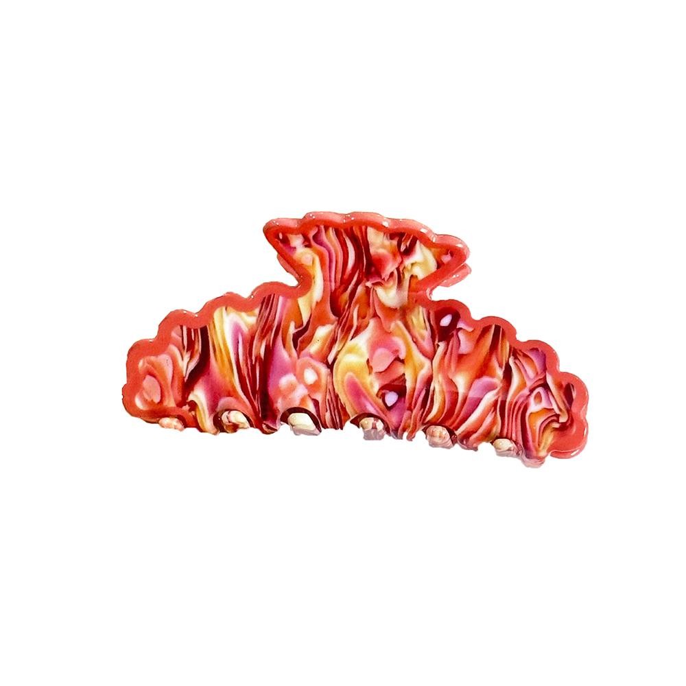 Scalloped Watercolor Print Claw Hair Clip - Approximately 3.75" L view 2