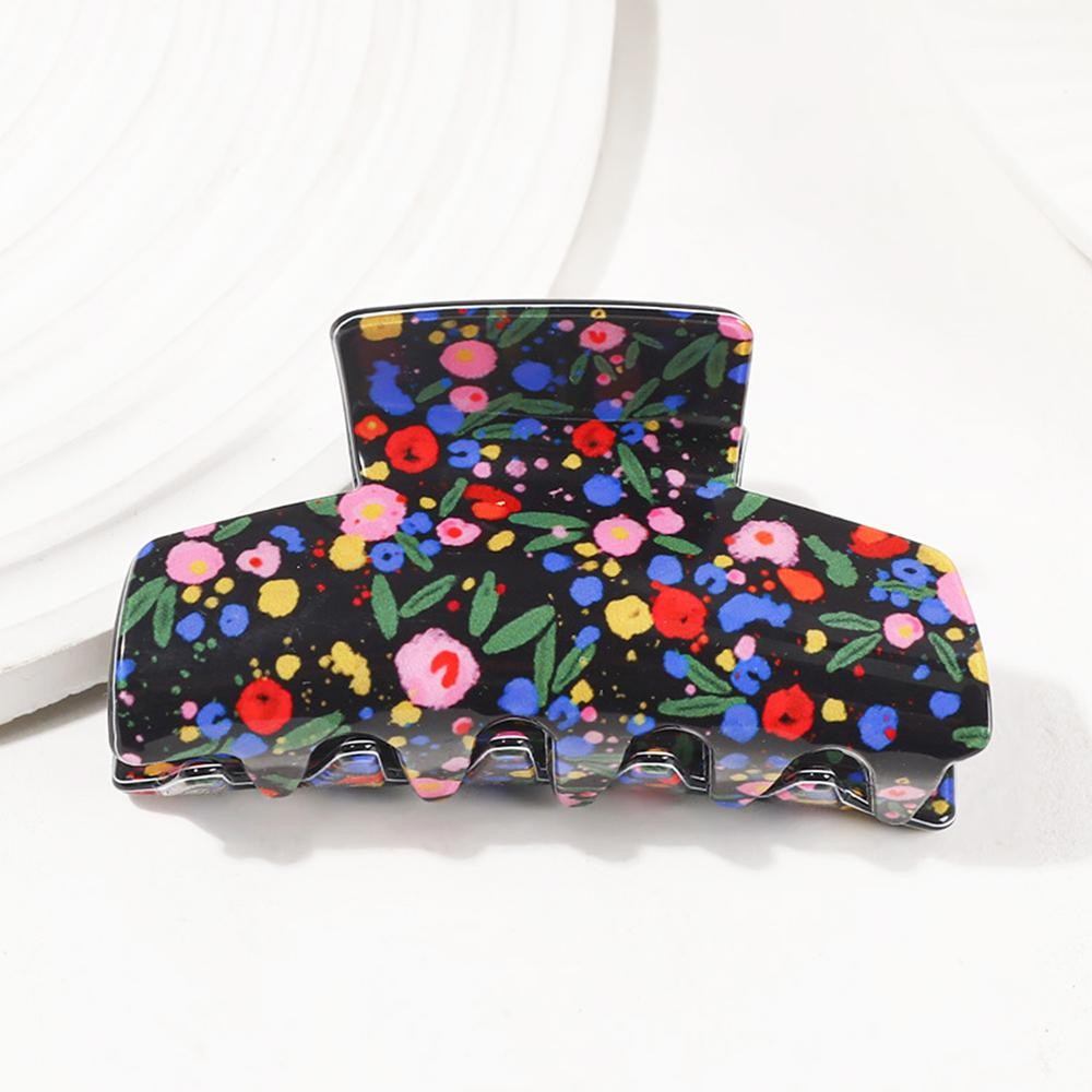 Floral Print Claw Hair Clip - Approximately 3.25" L view 2