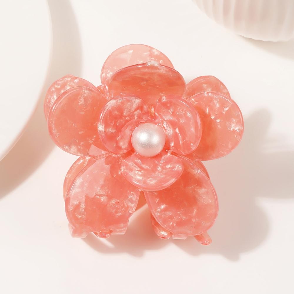 Layered Marbled Acetate Flowers Claw Hair Clip - Approximately 2.5" L view 2