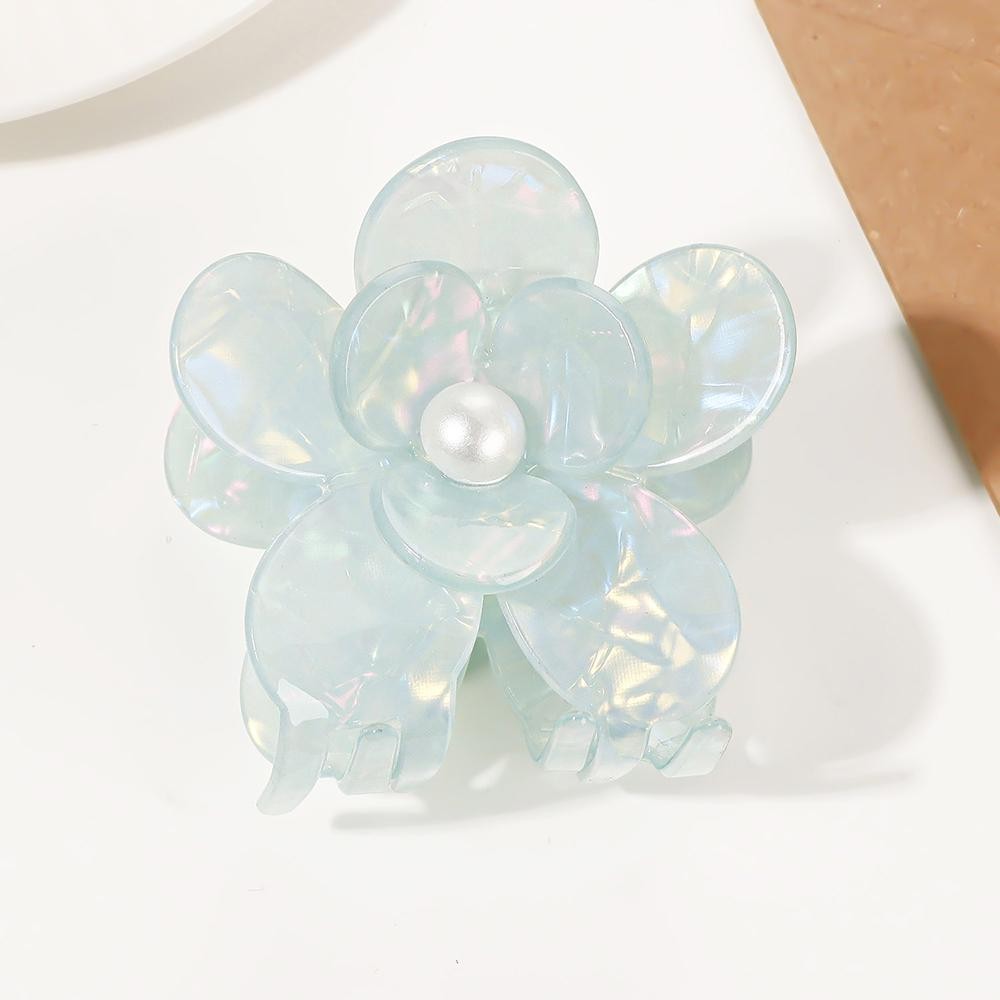 Layered Marbled Acetate Flowers Claw Hair Clip - Approximately 2.5" L view 2