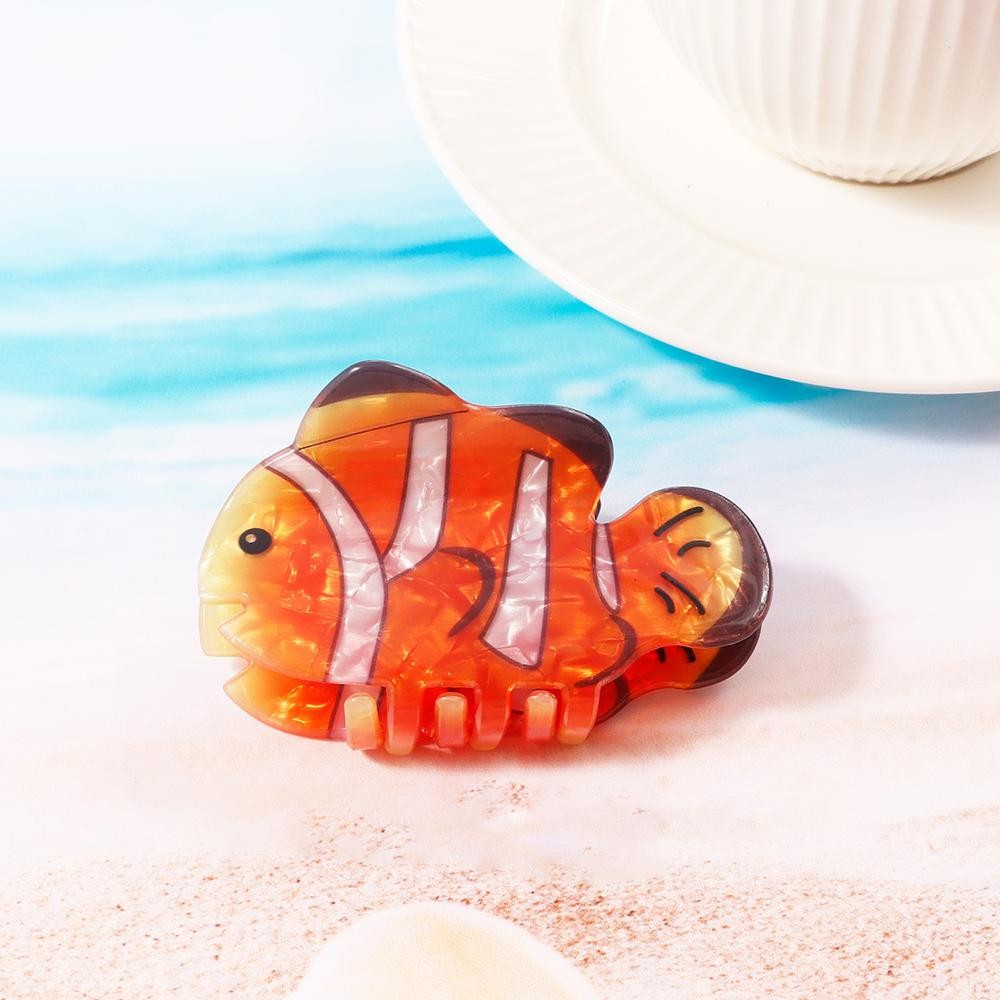 Marbled Acetate Clown Fish Claw Hair Clip - Approximately 3.5" L view 2