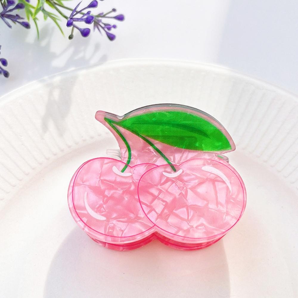 Marbled Acetate Cherries Claw Hair Clip - Approximately 3.75" L view 2