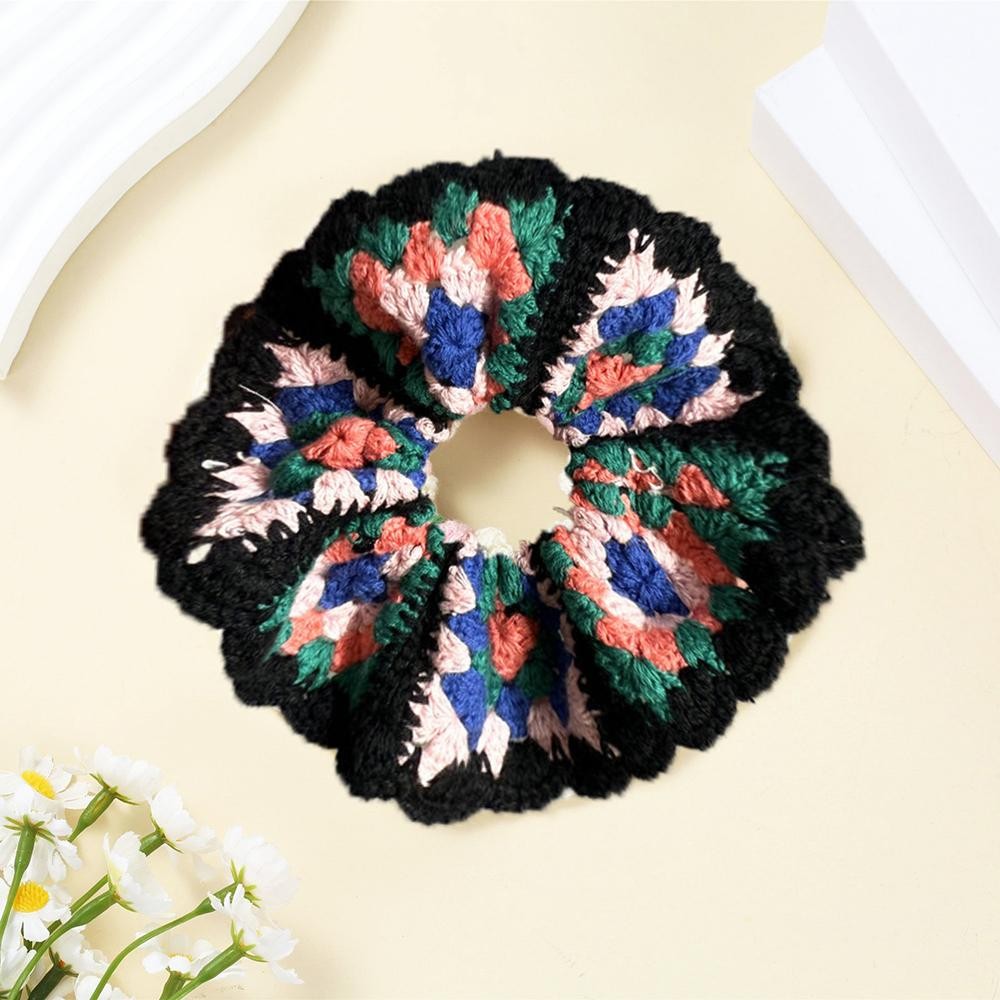 Crochet Granny Square Scrunchy - Approximately 5" D view 2
