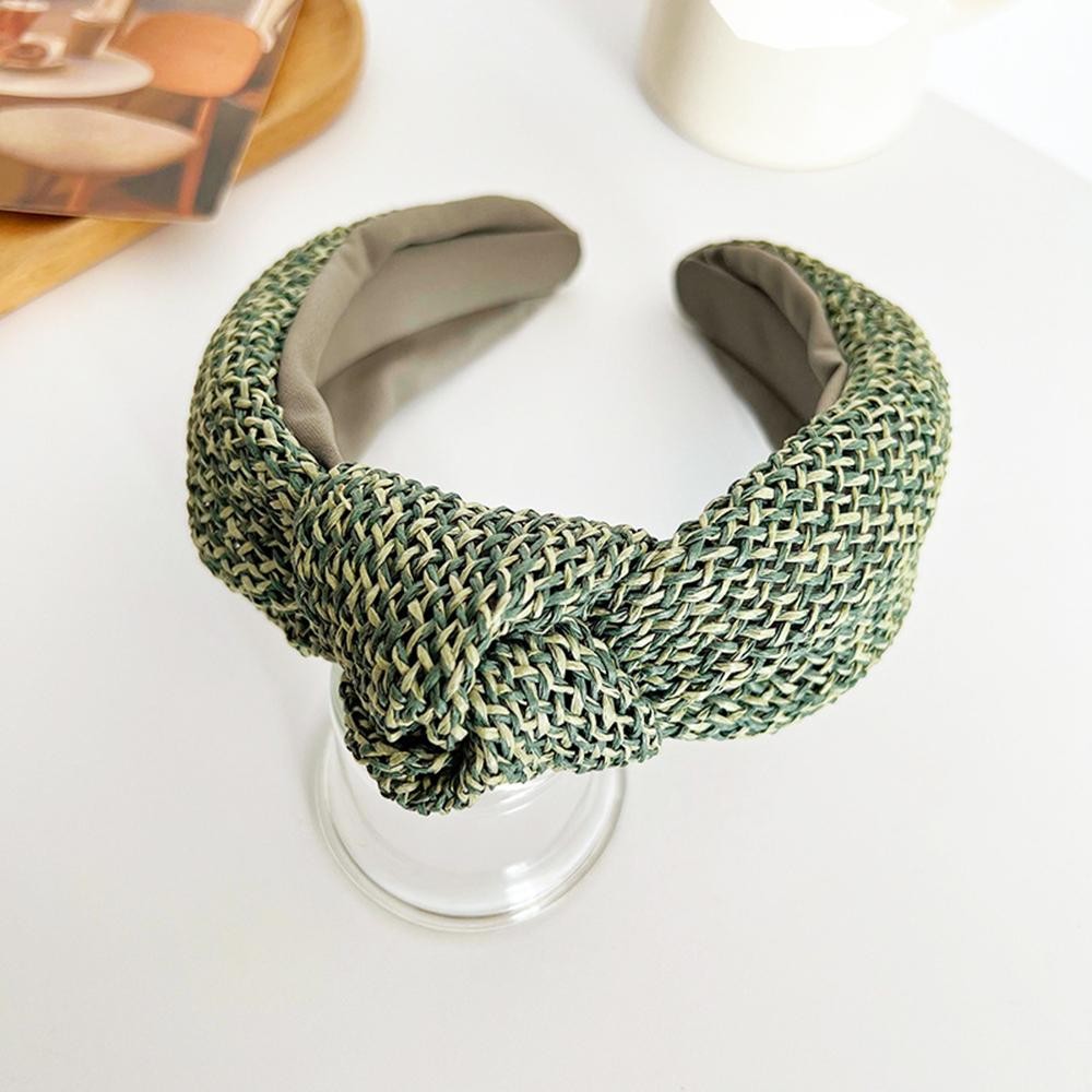Two Tone Woven Raffia Knotted Headband - One Size Fits Most view 2