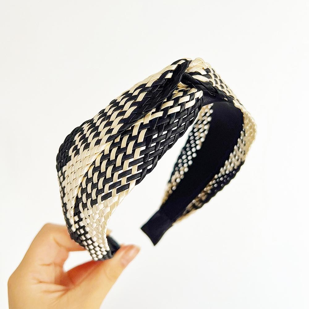 Two Tone Woven Raffia Knotted Headband - One Size view 2