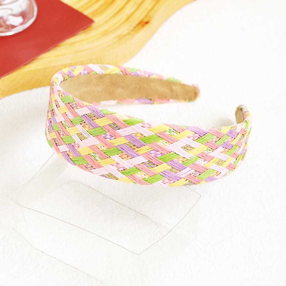 Multi Color Woven Raffia Headband - One Size Fits Most view 2