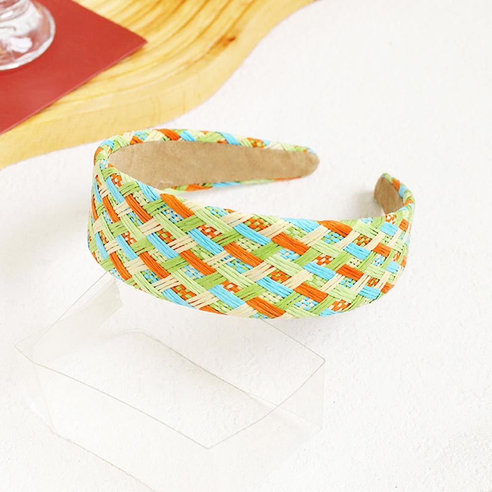 Multi Color Woven Raffia Headband - One Size Fits Most view 2