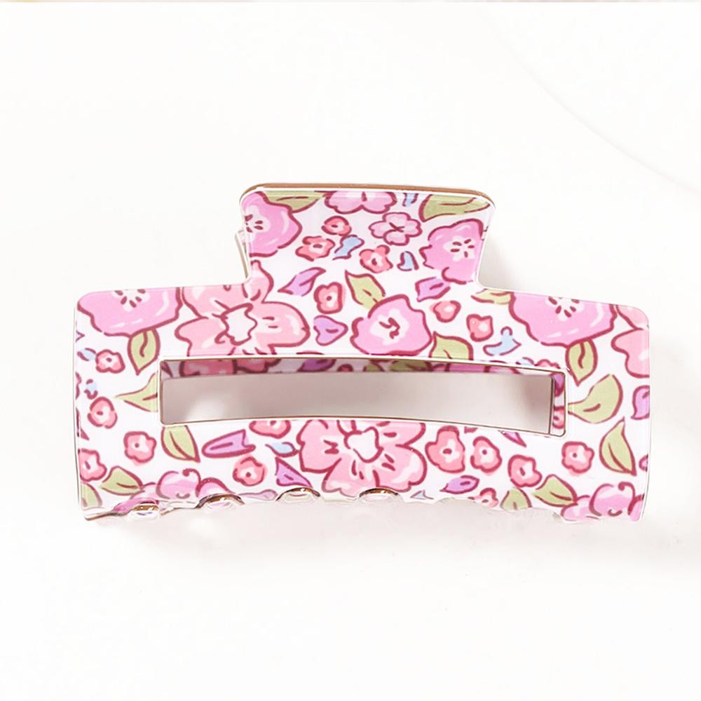 Floral Print Claw Hair Clip - Approximately 3" L view 2
