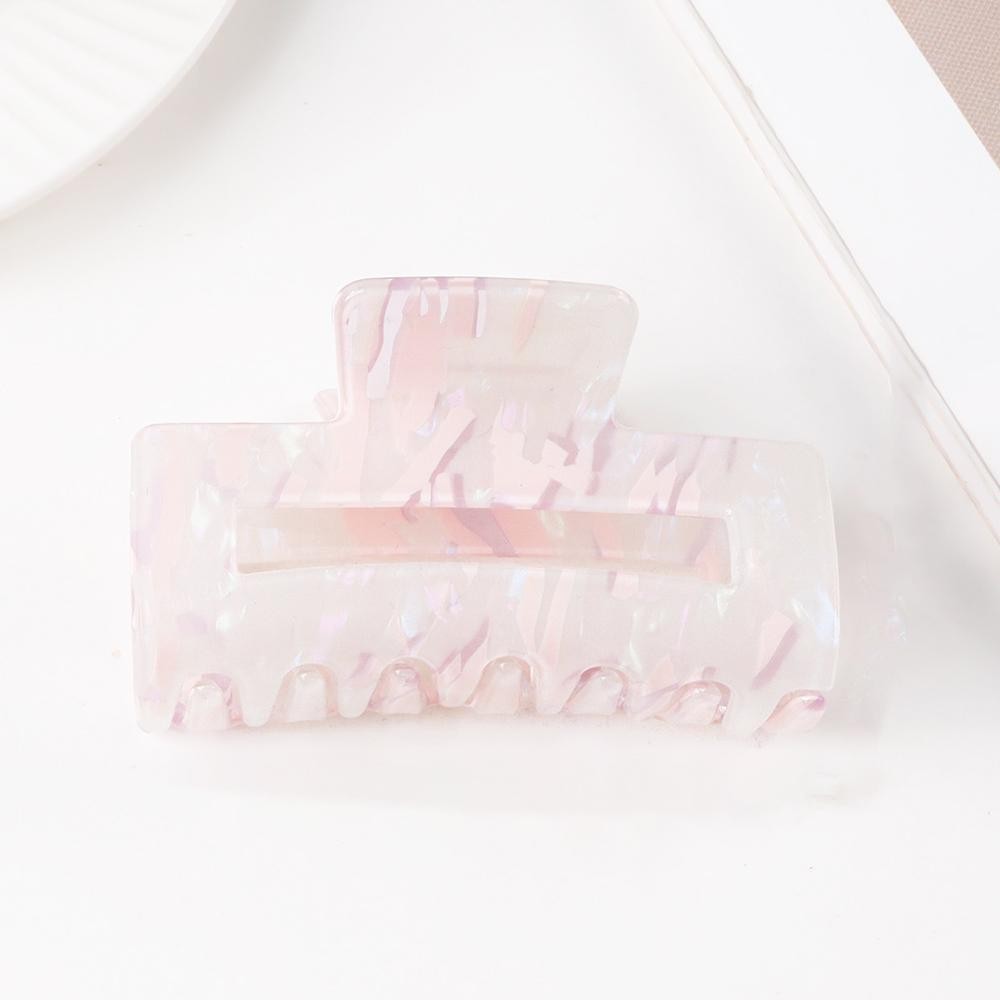 Two Tone Abstract Print Acetate Claw Hair Clip - Approximately 3" D view 2