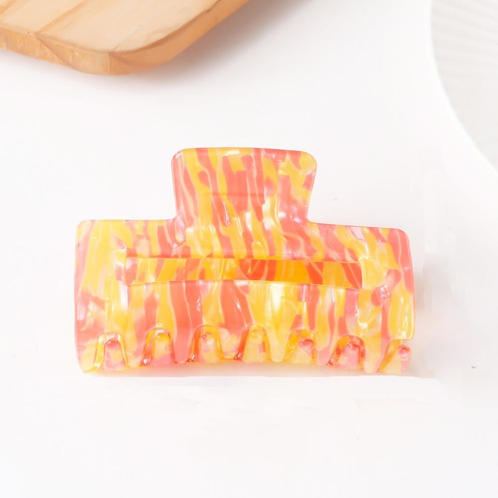 Two Tone Abstract Print Acetate Claw Hair Clip - Approximately 3" D view 2