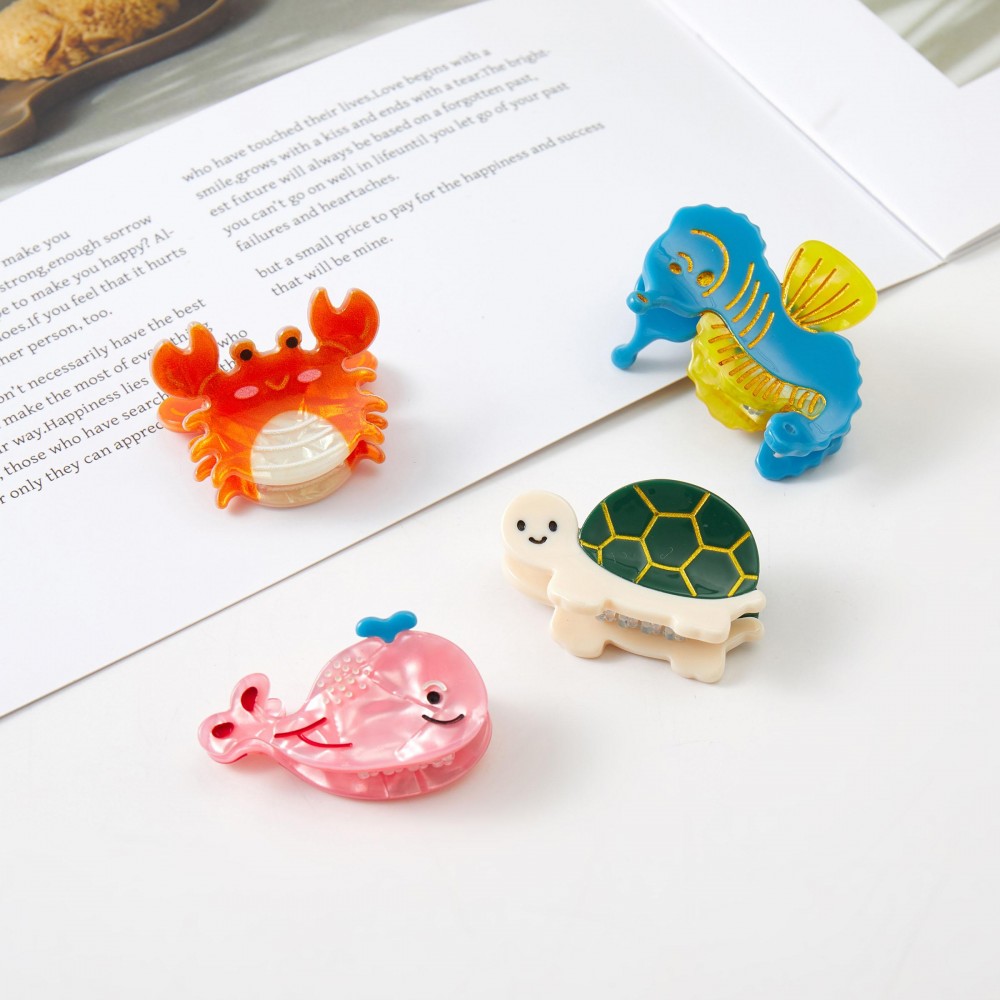 Set Of Four Sea Animal Acetate Claw Hair Clips - Approximately 1" L view 4
