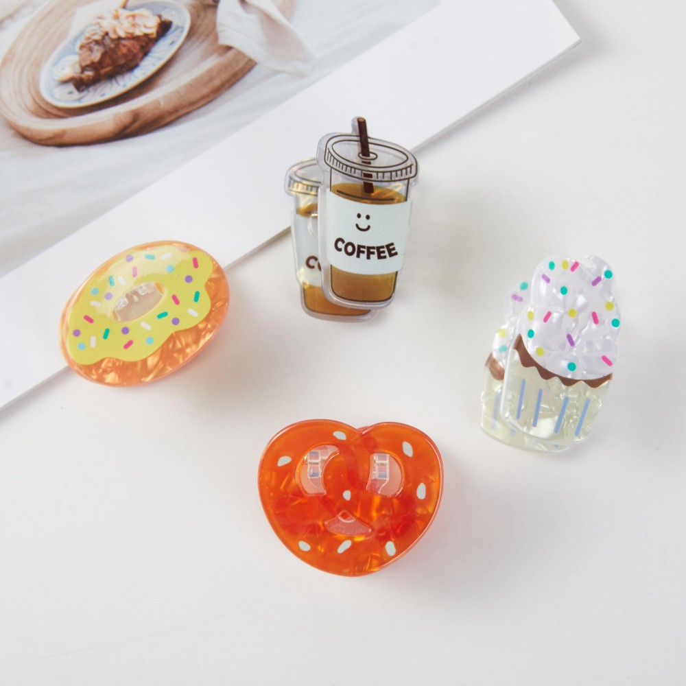 Set Of Four Food Acetate Claw Hair Clips - Approximately 2" L view 4