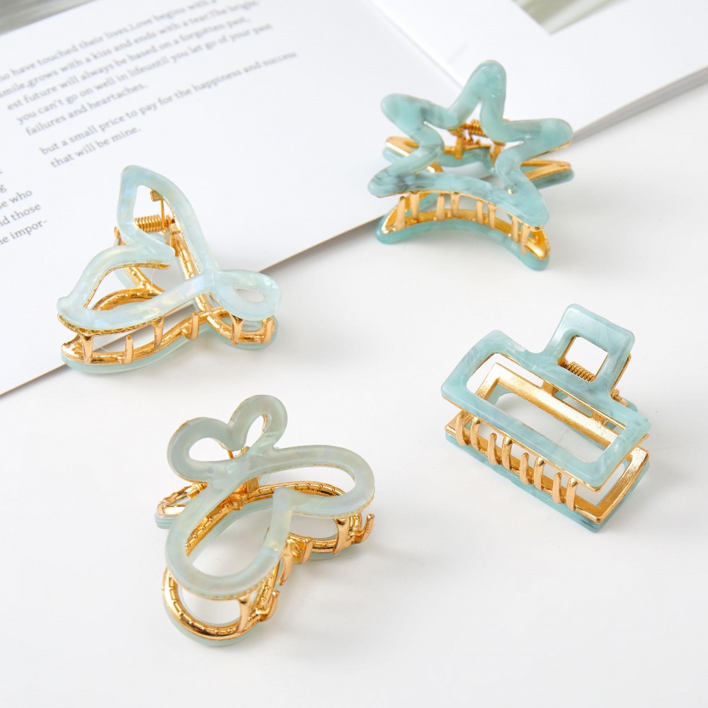 Set Of Four Acetate & Metal Claw Hair Clips - Approximately 1.25" L view 4