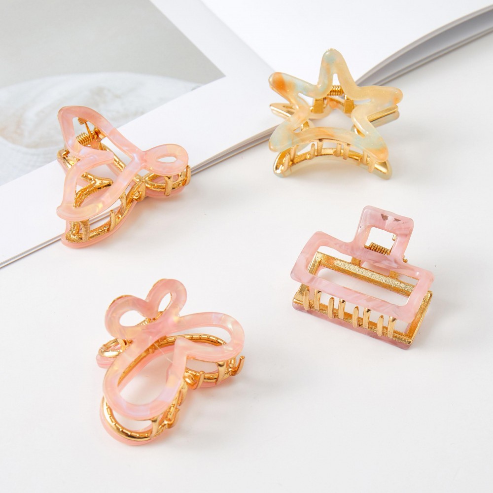 Set Of Four Acetate & Metal Claw Hair Clips - Approximately 1.25" L view 4