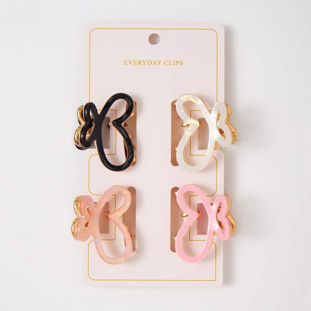 Set Of Five Acetate & Metal ButterflyClaw Hair Clips - Approximately 1.25" L view 2