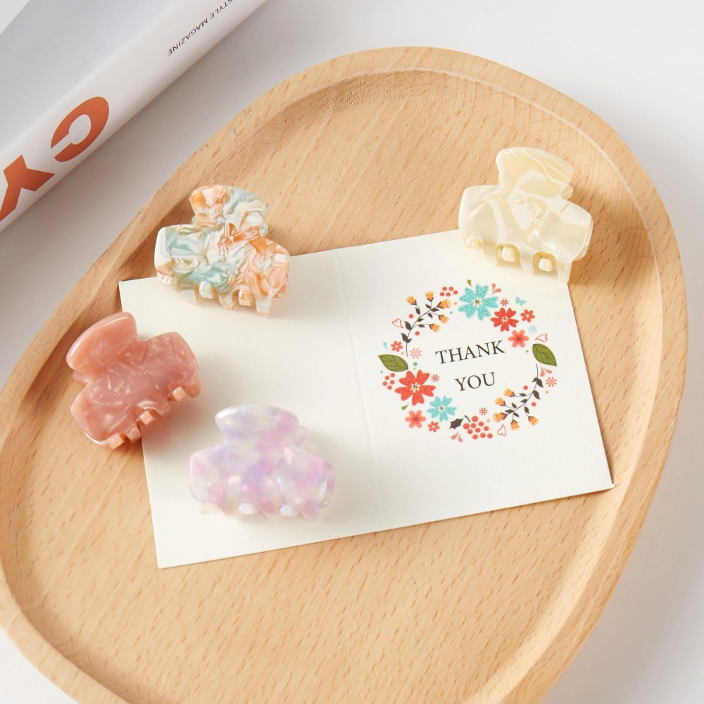 Set Of Four Marbled Acetate Claw Hair Clips - Gift Box Included - Approximately 1" L view 6