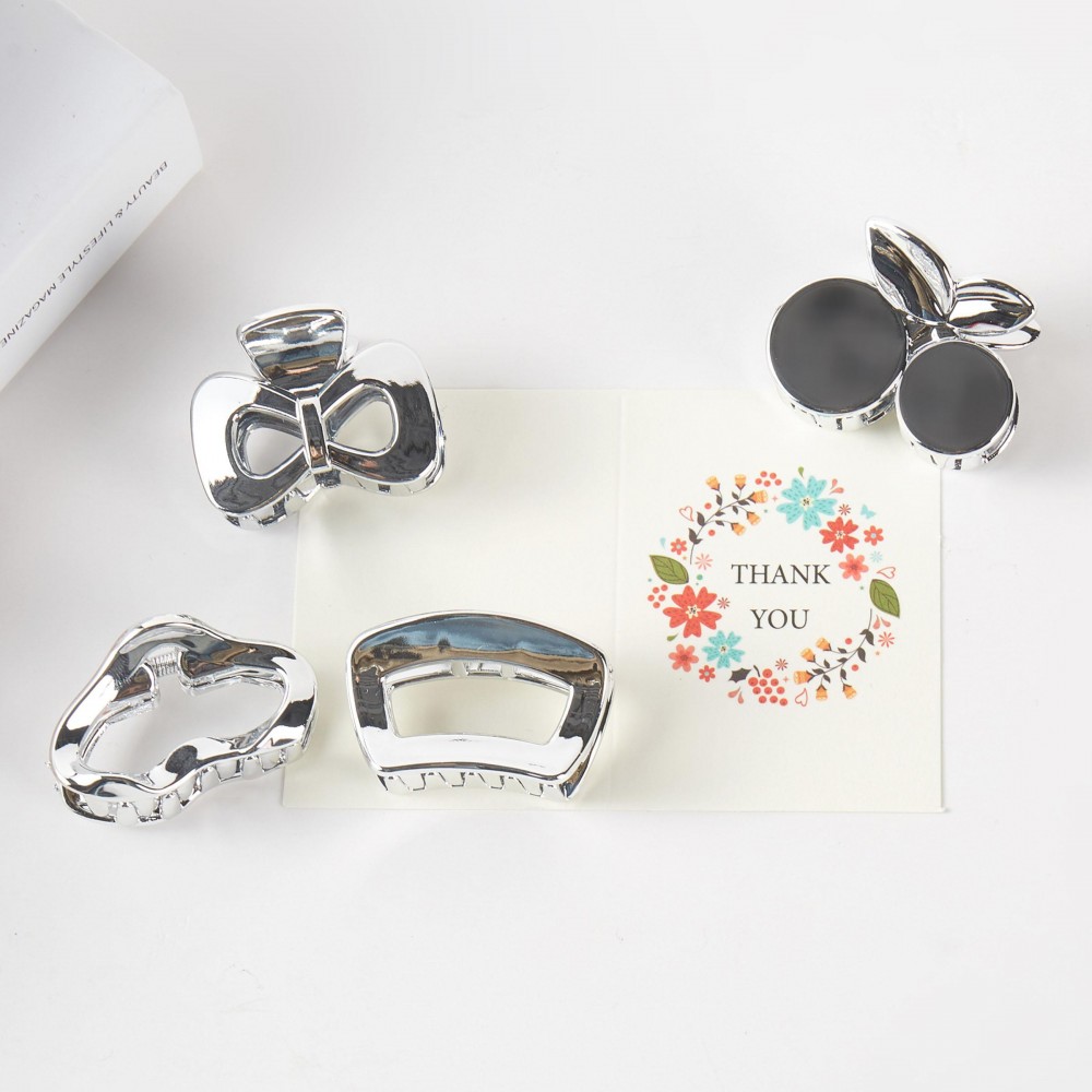 Set Of Four Metallic Claw Hair Clips - Gift Box Included - Approximately 1.75" L view 6