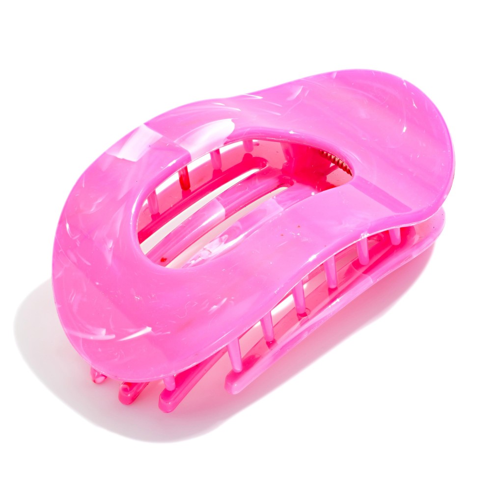 Flat Hollow Oval Marbled Acetate Claw Hair Clip - Approximately 4" L view 2