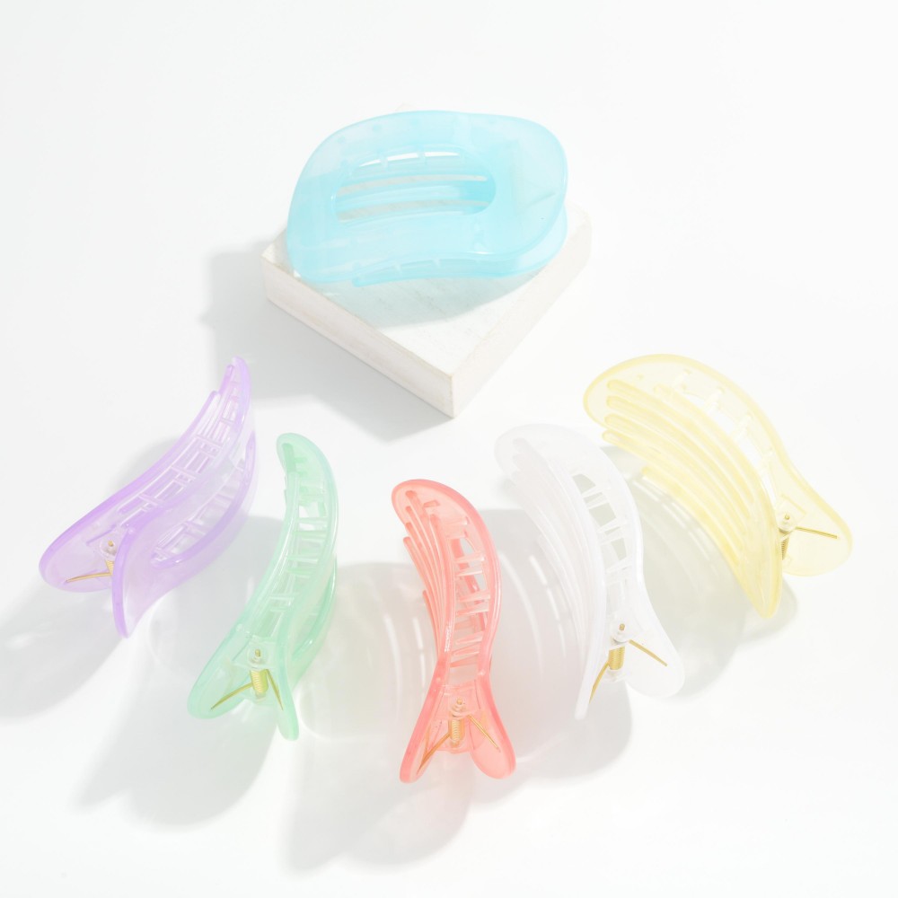 Flat Hollow Translucent Acetate Oval Claw Hair Clip - Approximately 4" L view 4