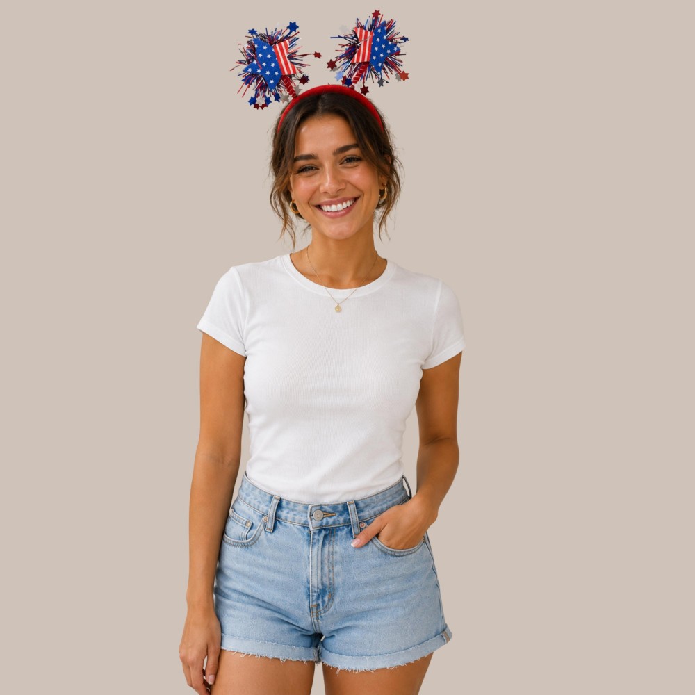Felt Headband With Springs & Americana Poms - One Size Fits Most view 2
