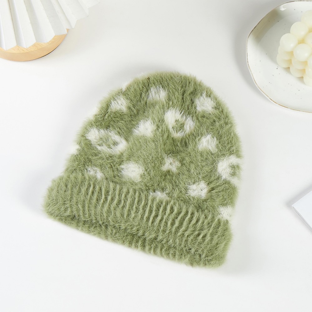 Soft Knit Fuzzy Flower Beanie - One Size Fits Most - 100% Polyester view 2