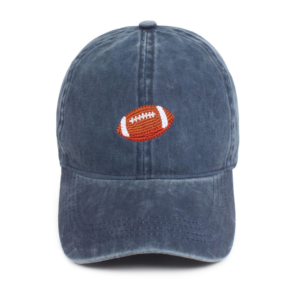 Football Embroidered Baseball Cap - One Size Fits Most - Slide Buckle Adjustment - 100% Cotton view 2