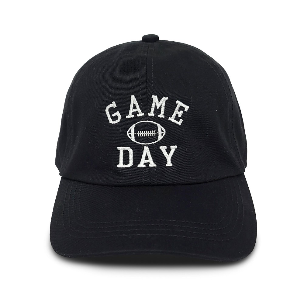 Game Day Football Embroidered Baseball Cap - One Size Fits Most - Slide Buckle Adjustment - 100% Cotton view 2