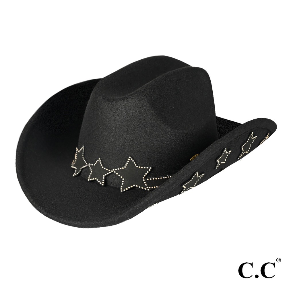 C.C VCC0074 Star Embellishment Cowboy Hat - One Size Fits Most - Brim Approximately 3.5" W - 100% Polyester view 2