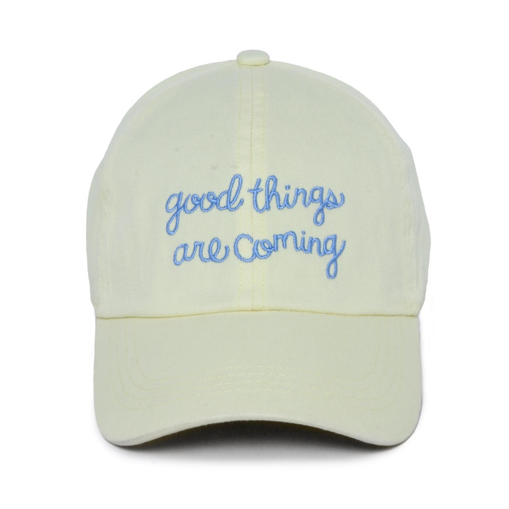 Embroidered 'good things are coming' Baseball Cap - One Size Fits Most - Slide Buckle Adjustment - 100% Cotton view 2
